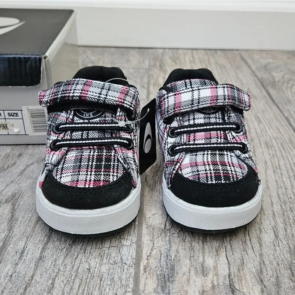 Lakeshore LKS Black and Pink Plaid Shoes Size 6T